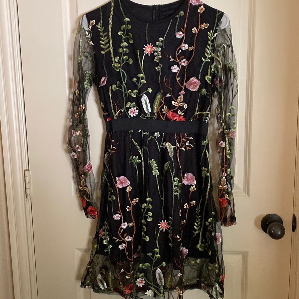 Beautiful Nature embroidered Black Dress